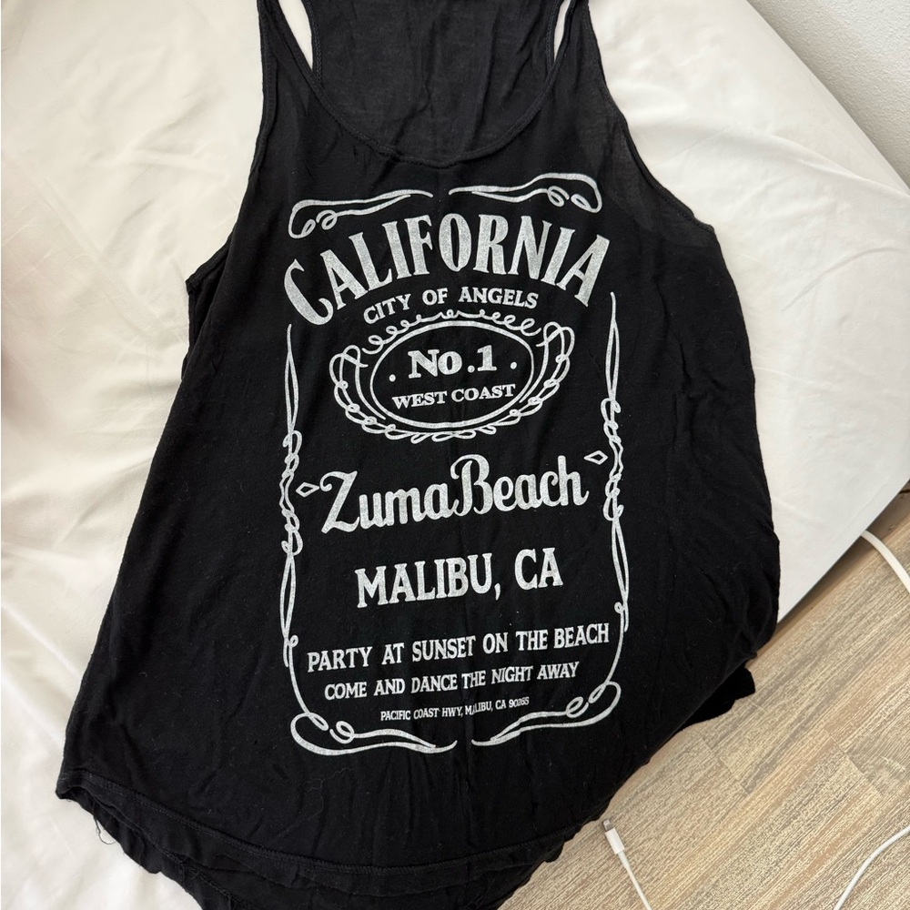 Brandy Melville Black California Graphic Tank Top